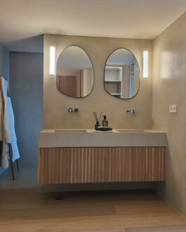 Frontal baño doble en Bahía01. Proyecto de Juan Parra Arquitectura